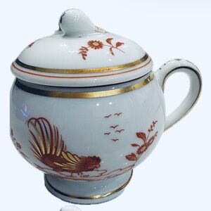 Richard Ginori Siena Rust Rooster Pot de Creme with Lid Galli Rossi pattern